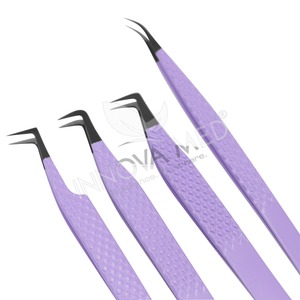 Pinzas de extensión de pestañas profesionales recubiertas de color pinzas tipo L de 90 grados pinzas de extensión de pestañas de 45 grados con logotipo personalizado - Product Image 2