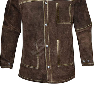 2025 nouveauté sur mesure de haute qualité soudage veste d'hiver Top vente fendu cuir de vache col montant avant Logo Position - Product Image 5