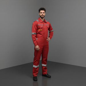 Overol de Trabajo de Alta Visibilidad con Logotipo Personalizado OEM, ANSI Clase 2, Poliéster Rojo Reflectante, Impermeable, con Luces LED Intermitentes, para Hombre - Product Image 1