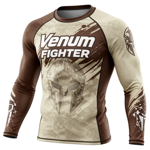 เสื้อรัดกล้ามเนื้อพิมพ์ลายสำหรับเล่นเซิร์ฟแบบขายส่ง OEM แขนยาว ป้องกันรังสียูวี เสื้อแรชเวสต์แบบสั่งทำพิเศษ เสื้อแรชการ์ดพิมพ์ลาย Venum Fighter - Product Image 4