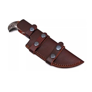 Cuchillo fijo de acero de Damasco hecho a mano personalizado para acampar al aire libre con Funda de cuero, cuchillos de caza al aire libre perfectos - Product Image 4