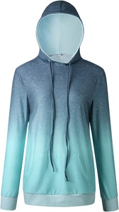 Sudadera con cordón de manga larga para mujer con capucha Diseño degradado Sudadera con capucha sublimada para invierno Técnica impresa en 3D - Product Image 5