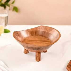 Juego de 3 piezas de ensaladera de madera esmaltada con diseño de mosaico azul y cuchara de servir con forma de pera para mesa de comedor estilo mediterráneo - Product Image 3