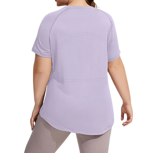 <b>Plus</b> <b>Size</b> Yoga Breathable <b>Mesh</b> Panel <b>Tops</b> Short Sleeve Stretch Activewear Workout Fitness Training Gym Sports Wear - Product Image 4