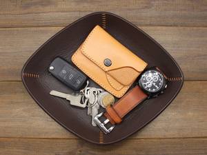 Plateau de valet en cuir monogramme personnalisé pour hommes organisateur de bureau pliable vaisselle mari ou fête des pères Gift-LTY-0044 - Product Image 6