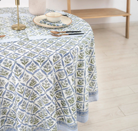 Nappe carrée en coton écologique faite à la main avec impression indienne, grand format, style classique, pour table à manger, personnalisable, motif floral