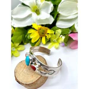 Larry Kaye Fashion <b>Cuff</b> <b>Bracelet</b> Multi-Strone and Sterling <b>Silver</b> - Product Image 4
