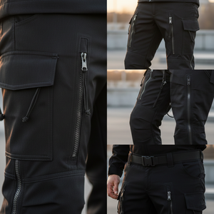 Pantalon cargo imperméable pour homme, avec fermeture éclair sur les cuisses, protection renforcée des genoux, design multi-poches, 100% coton, randonnée en plein air - Product Image 4