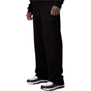 Pantalon de jogging noir surdimensionné pour homme, 380GSM, coton biologique lourd, streetwear, pantalon de survêtement avec logo imprimé en relief - Product Image 6