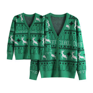 And Loose Knitted <b>Cardigan</b> 2025 New Autumn and Winter Sweaters Coat Women's Casual <b>Long</b>-Sleeved Christmas Sweater - Product Image 1