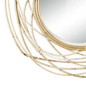 Espejo de pared de ratán duradero ecológico redondo de remolino costero bohemio hecho a mano decoración de Pascua - Product Image 3