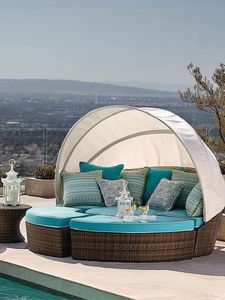 Chaise longue en teck massif de qualité supérieure avec auvent réglable, résistante aux intempéries, pour hôtel, piscine, mobilier d'extérieur - Product Image 3