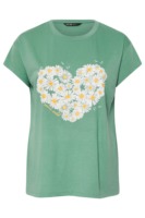 Trending OEM/ODM Heart Print Premium Cotton Plus Size T-Shirt para mujer Casual Curve Vendors Apparel Pacas De Ropa Bangladesh