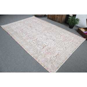 Tapis turc 5,7 x 9,1 pieds, grand tapis vintage, tapis en laine persan blanc - Product Image 4