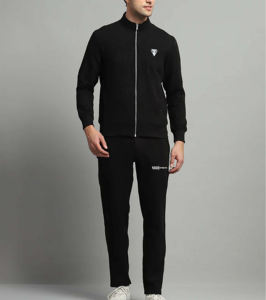 ชุดวอร์มผู้ชายผ้าคอตตอนขนแกะระบายอากาศเป็นมิตรกับสิ่งแวดล้อมชุดฝึกออกกำลังกายมีซิปปิดสีตามสั่ง - Product Image 1