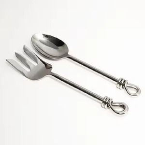 Servidor de ensalada de latón dorado con estilo, herramientas de mezcla, cubiertos hechos a mano, ramita de Metal de latón, mango de diseño, servidor de ensalada de aspecto real - Product Image 2