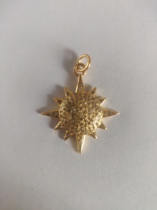 จี้เพชรรูปสเตอร์ลิงสำหรับสุภาพสตรีดีไซน์วินเทจ925แสงแดด20x20มม. และ25x25MM - Product Image 4