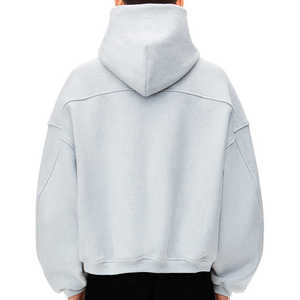 Sudaderas con capucha de lana de algodón 100%, diseño bordado de patrón sólido, estilo informal para hombre, cuello con capucha de gran tamaño, longitud larga, ajustado para otoño - Product Image 6