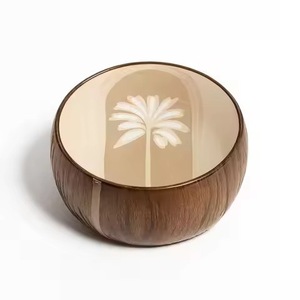 Bols à mélanger avec cuillère pour fruits, saladier avec ensemble de serveurs, émail, impression en résine, bois de manguier massif, bols en bois pour fête - Product Image 4
