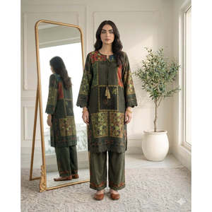 ชุดเซ็ตเสื้อผ้าโบฮีเมียนเครปฟิวชั่นดิจิตอล รุ่น SL00247-3/4 แขนยาว-ราคา $1849 - Product Image 1