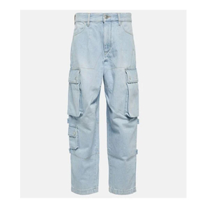 Pantalones vaqueros unisex para mujer, pantalones cargo Boyfriend, pantalones cargo para mujer, lo último en pantalones vaqueros azul claro con botones, pantalones cargo - Product Image 1