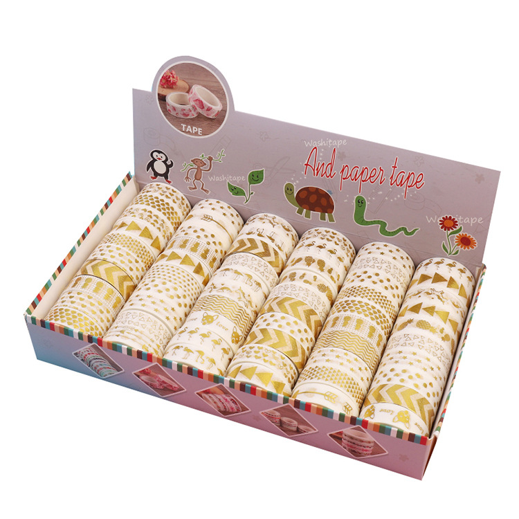 Mikailan 60 шт./коробка васи лента школьные принадлежности Золотая печать декоративный золотой узор DIY лента офисные и школьные канцелярские принадлежности