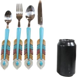 Ensemble de couverts de Style plume de paon poignée de créateur avec couverts élégants finis en argent pour manger utilisation de cadeau d'affichage de mariage - Product Image 2