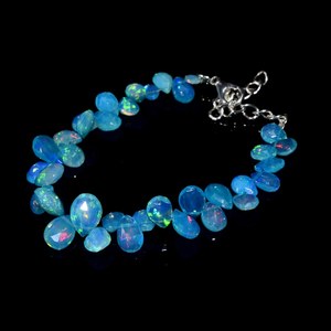 Paraiba <b>Opal</b> Necklace Faceted Teardrop Beads Adjustable Length Silver Beaded Gemstone Jewelry Multi Rainbow Premium Quality for - Product Image 5
