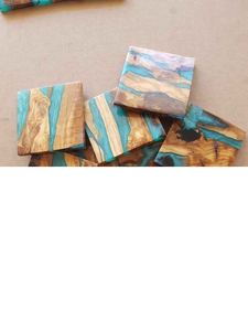 Customize Square Round Epoxy Wood <b>Resin</b> Coaster With Holder Set <b>resin</b> <b>stone</b>.coasters - Product Image 2