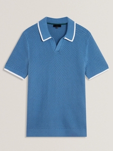 Men's Tipped Knit <b>Polo</b> <b>Shirt</b> Cotton Short Sleeve Textured Sweater Tee <b>with</b> Contrast Trim <b>polo</b> <b>shirts</b> - Product Image 6