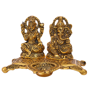 <b>Gold</b>-Plated Metal Laxmi Ganesh Ji <b>Statue</b> Model Modern Traditional Religious Home Decor Business Gift for Festive Occasions - Product Image 3