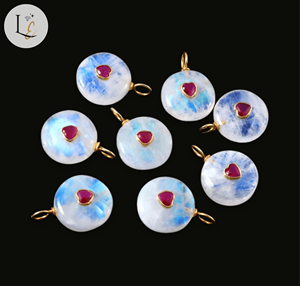 Natural Rainbow <b>Moonstone</b> Round Gemstone Heart Inlay <b>Pendant</b> Handmade 925 Sterling Silver Fine <b>Pendants</b> Charms in Bulk Wholesale - Product Image 1