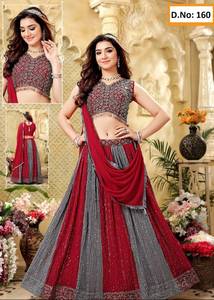พร้อมส่งชุดปักลายสวยงามน่าดึงดูดใจสำหรับปาร์ตี้ชุดนอนผ้าไหม lehenga choli พอดีตัวปกติและทำจากผ้าคุณภาพสูง - Product Image 3