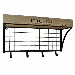 Porte-serviettes mural en métal noir fait main avec crochets pour la décoration de la maison salon et salle de bain - Product Image 2