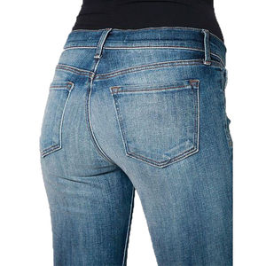 Pantalones Vaqueros Rectos de Mujer de la Mejor Calidad, Tela de Lona, Frente Plano, Ecológicos, Transpirables, Cintura Media, 100% Algodón, en Stock - Product Image 5