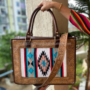 New Real Handmade Tooled Aztec <b>Leather</b> Tote Bags Women Stylish <b>Shopping</b> Bag Elegant Vintage Style Perfect Accessory <b>Leather</b> Bags - Product Image 2