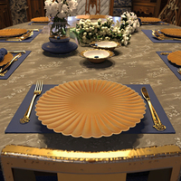 Assiette de présentation classique en plastique de 13 pouces, motif végétal peint à la main, couleur personnalisée, pour décoration de table de mariage et de maison, vente en gros