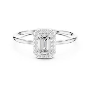 Bague de fiançailles en moissanite taille émeraude de luxe, certifiée IGI, alliage or rose, halo de diamants, bijoux de mariage classiques pour femmes - Product Image 4