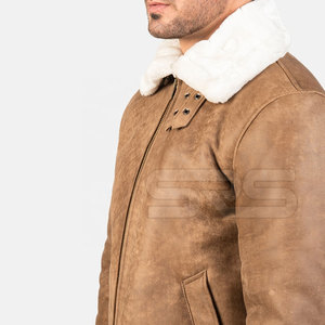 High Quality Shearling Leather Jacket Customized Logo Design Winter Jacket Fashion Clothing Shearling Leather Jacket For <b>Men</b> - Product Image 5