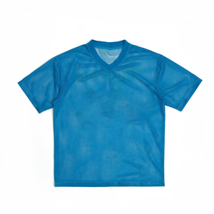 Camiseta de Fútbol de Malla de Poliéster Unisex con Logotipo Personalizado OEM, Talla Grande, Transpirable, de Secado Rápido, Ropa Deportiva Urbana al por Mayor - Product Image 1