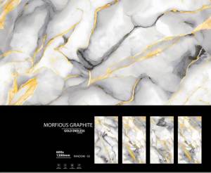 Carreaux de porcelaine sculptés sans fin dorés élégants 600x1200 | Collection d'exportation durable grand format de sol mural de qualité supérieure - Product Image 4