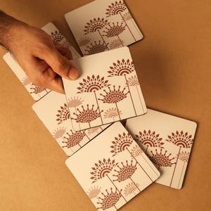 Ethnic Printed Square Coaster Set Heat Resistant Durable Drink Coasters for Dining Coffee Table Home Decor - Product Image 2