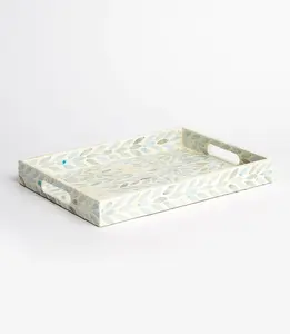 Fabrication de plateau d'incrustation en nacre de haute qualité plateau de service cadeau plateau en nacre pour la décoration de la maison - Product Image 1