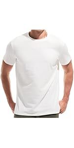 Hombres con estilo slim fit transpirable algodón casual ligero liso cuello redondo verano manga corta cómoda moda camisetas - Product Image 4