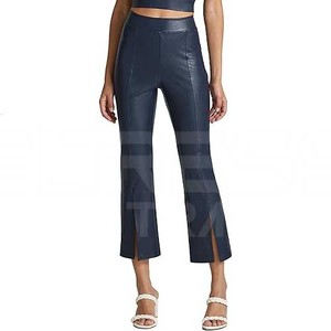 Pantalons en cuir évasés personnalisables pour femmes, dernier design décontracté avec devant plat, prix de gros - Product Image 4