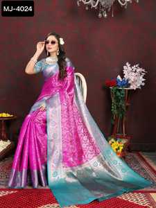 Nouveau travail de broderie léger en soie Saree de créateur décontracté avec une belle conception de travail de séquence de couleurs avec un chemisier fantaisie - Product Image 2