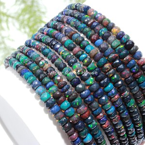 Cuentas Sueltas de Ópalo Etíope Negro Natural de Moda, Collar y Pulsera de Cuentas de Ópalo Etíope Negro Multifuego para Joyería - Product Image 1