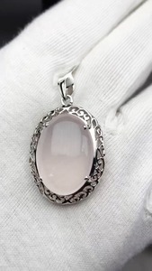 Pendentif pour femme en argent sterling 925 avec pierre précieuse en quartz rose naturel Qualité AAA Design unique Occasion de fête - Product Image 5