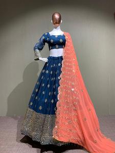 ชุดเดรสแฟชั่นสาวอินเดียคอลเลกชันใหม่ lehenga choli ปักทันสมัยลำดับหนักราคาถูก - Product Image 6