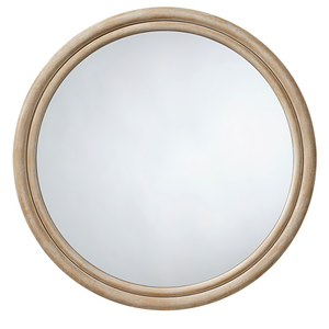 Marco de Madera Redondo Tallado con Acabado Natural para Espejo de Pared para Sala de Estar o Dormitorio, Marco de Madera Estético para Espejo Redondo para Pasillo - Product Image 1